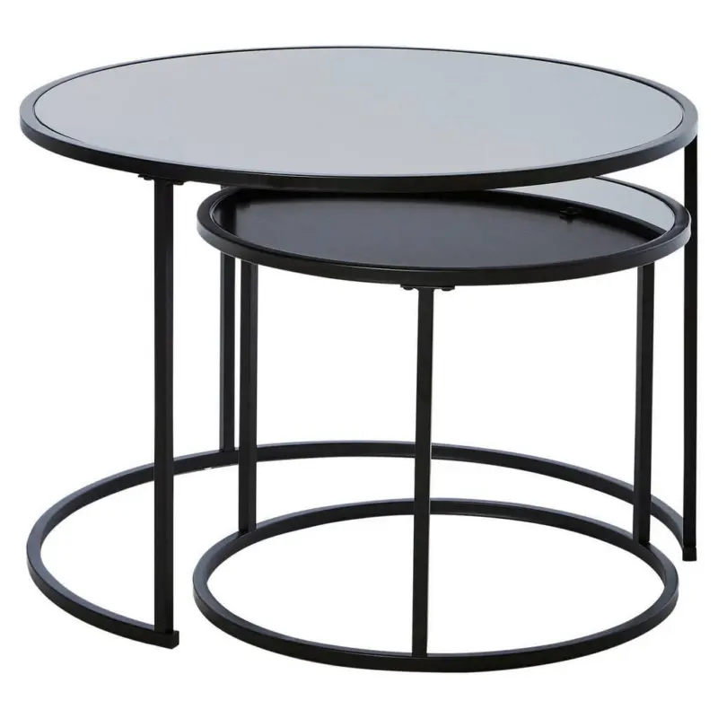 Satztisch in Metall, Glas 73,4/73,4/50 cm