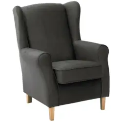 Ohrensessel in Flachgewebe Anthrazit