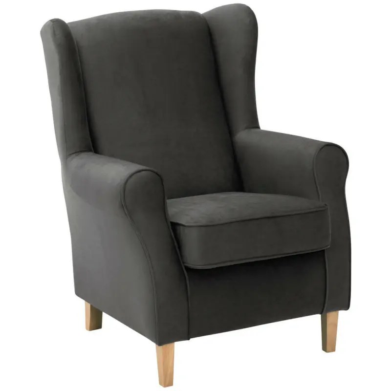 Ohrensessel in Flachgewebe Anthrazit