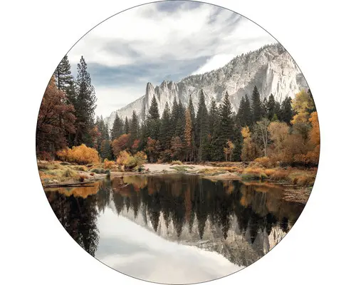 Glasbild rund Wald am Bergsee II Ø 20 cm