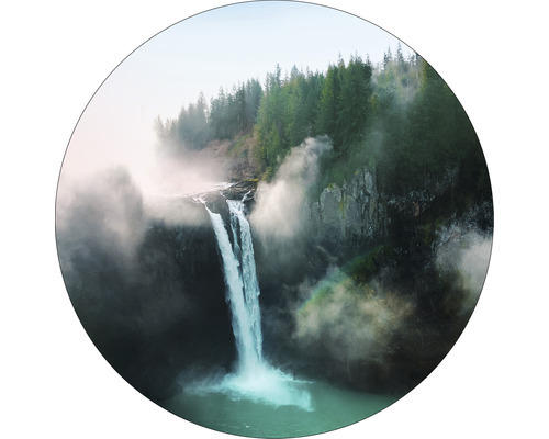 Glasbild rund Misty waterfall I Ø 30 cm