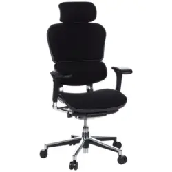 Chefsessel in Flachgewebe Schwarz, Chromfarben