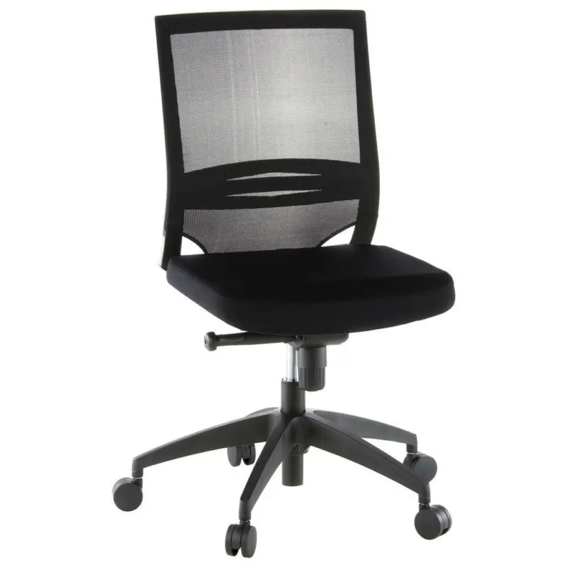 Drehstuhl in Netzbespannung, Flachgewebe Schwarz