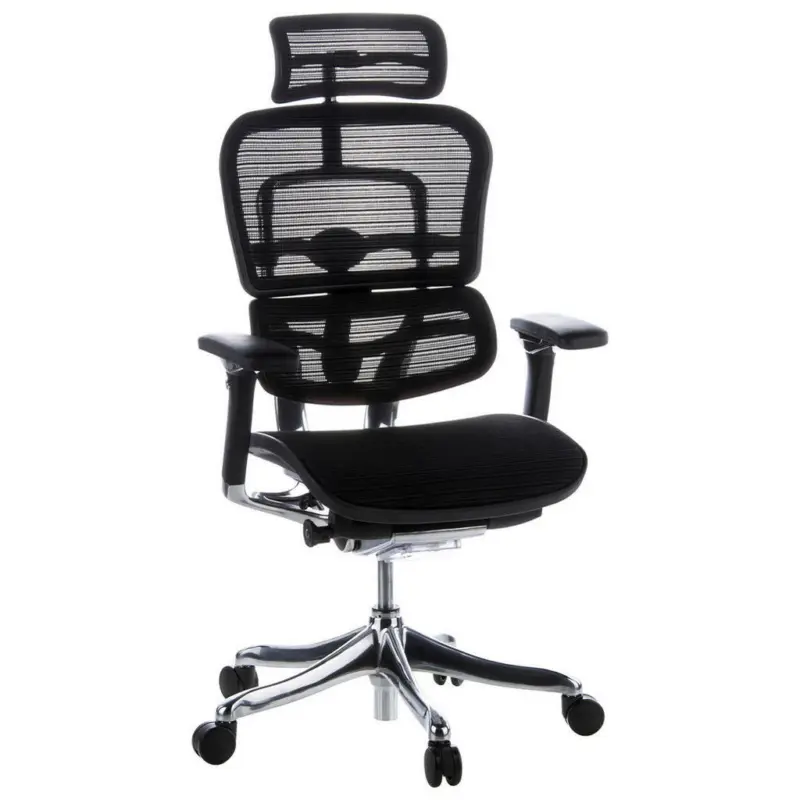 Drehstuhl in Netzbespannung Schwarz, Chromfarben