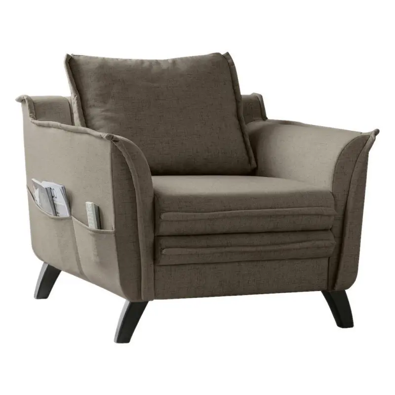 Sessel in Webstoff Hellbraun