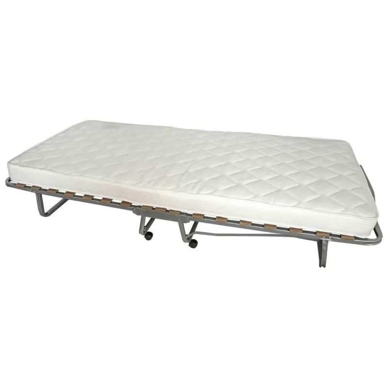 Klappbett 90/204 cm Weiß, Alufarben