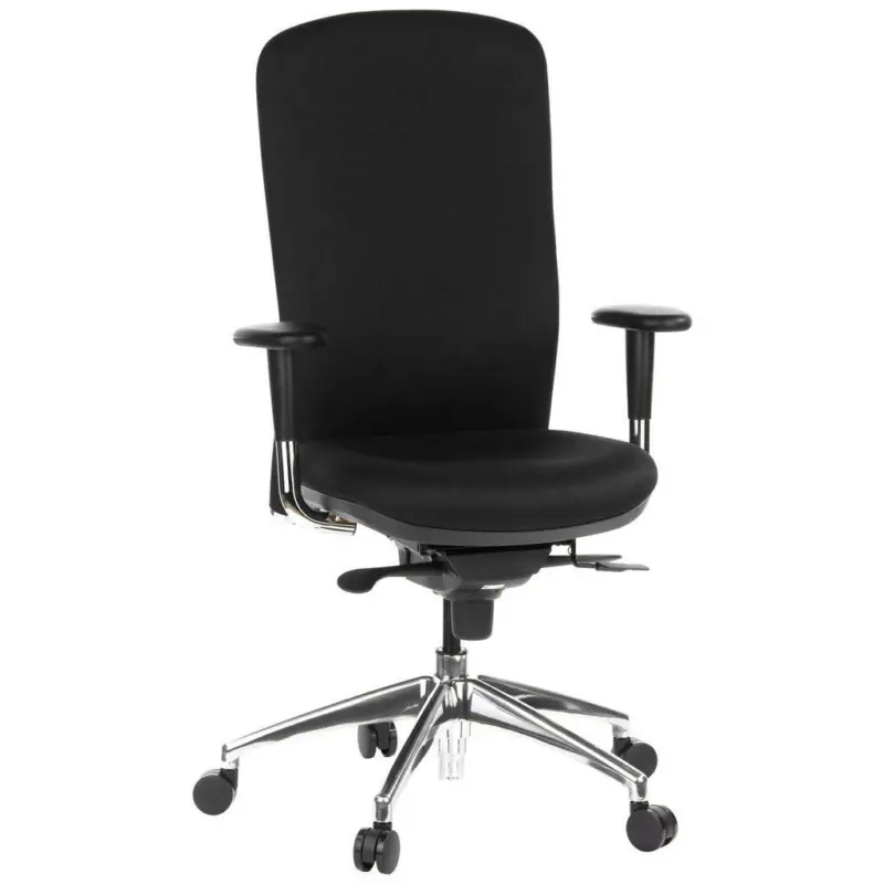 Drehstuhl in Flachgewebe Schwarz, Silberfarben