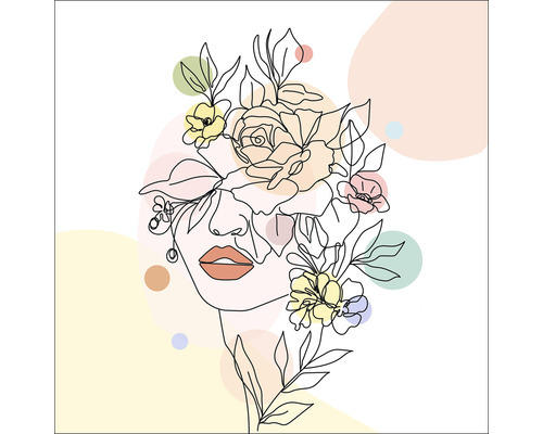 Glasbild Line art flowers II 30x30 cm