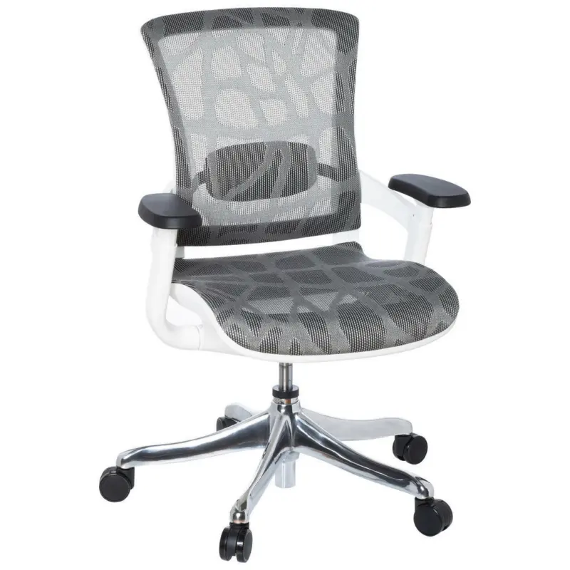 Drehstuhl in Netzbespannung Grau, Weiß