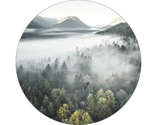 Glasbild rund Misty valley IV Ø 20 cm