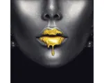 Hornbach Glasbild Golden Lips II 20x20 cm