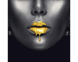 Glasbild Golden Lips II 20x20 cm