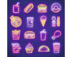 Glasbild Neon food 50x50 cm