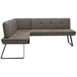 Eckbank 134/204 cm in Schwarz, Hellbraun