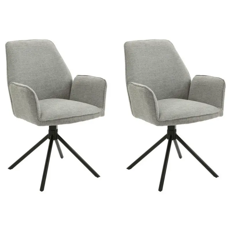 Armlehnstuhl-Set 2 Stück in Stahl Webstoff