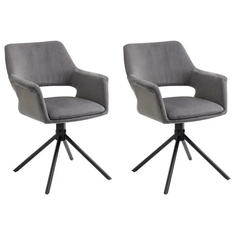 Armlehnstuhl-Set 2 Stück in Stahl Kord