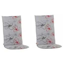 Sesselauflagenset in Grau, Rot Blume