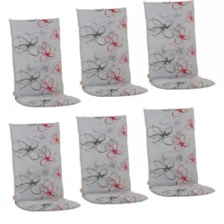 Sesselauflagenset in Grau, Rot Blume