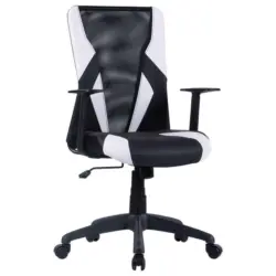 Drehstuhl in Lederlook Schwarz, Weiß