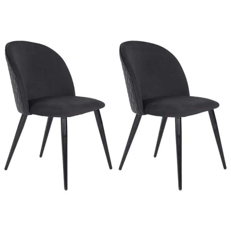 Stuhl-Set 2 St&uuml;ck in Stahl Samt