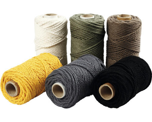 Macramé-Kordel 4mm, 6 Rollen sortierte Farben