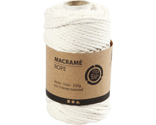 Makramee Garn 4 mm, weiss, dreifädig