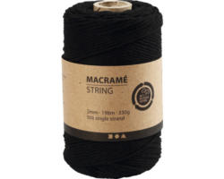 Makramee Garn 2 mm, schwarz, einfädig