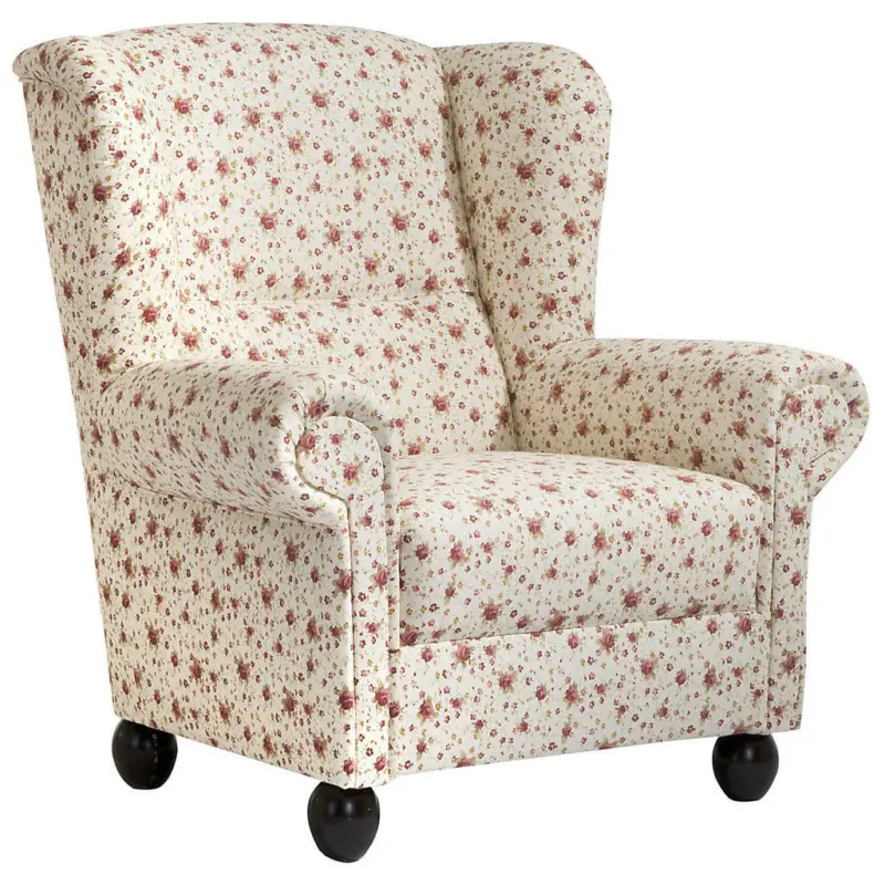 Ohrensessel in Flachgewebe Multicolor, Rot, Beige