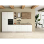 XXXLutz Wels - Ihr Möbelhaus in Wels Küchenblock 315 cm in Weiß, Walnussfarben