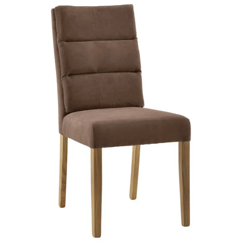 Stuhl in Holz, Textil Braun, Eichefarben