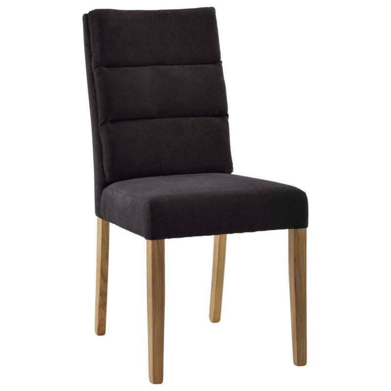 Stuhl in Holz, Textil Schwarz, Eichefarben
