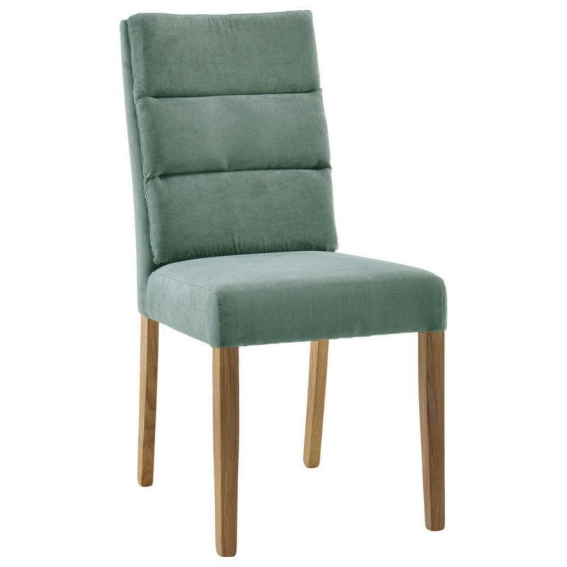 Stuhl in Holz, Textil Eichefarben, Mintgrün