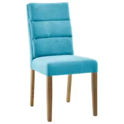 Stuhl in Holz, Textil Türkis, Eichefarben