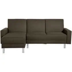 Eckschlafsofa inkl. Hocker in Flachgewebe Braun