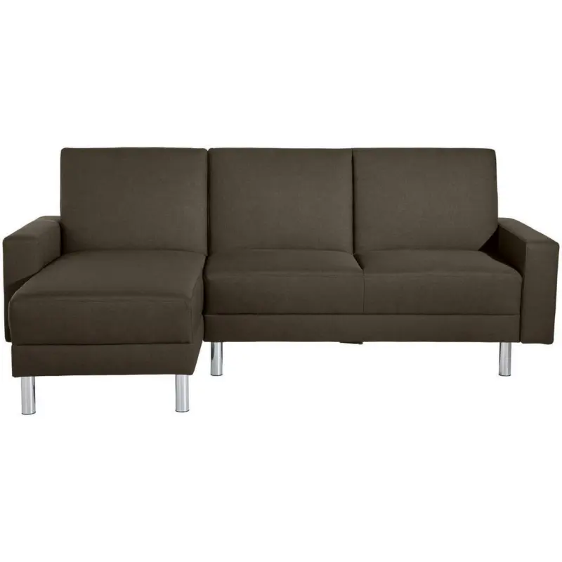 Eckschlafsofa inkl. Hocker in Flachgewebe Braun