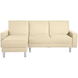 Eckschlafsofa inkl. Hocker in Flachgewebe Beige