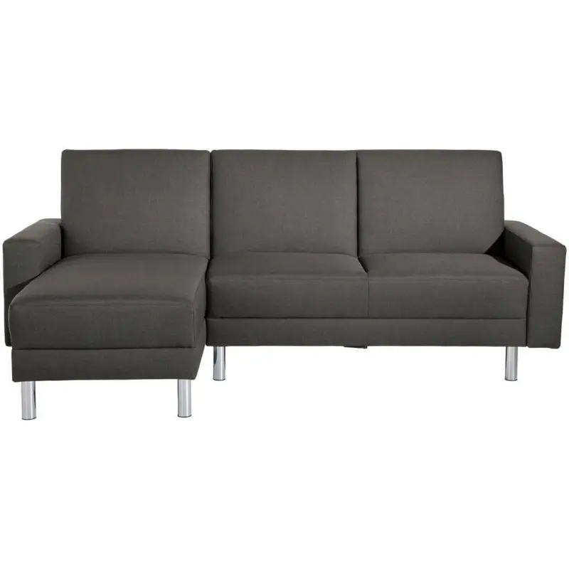 Eckschlafsofa inkl. Hocker in Flachgewebe Anthrazit