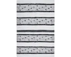 Fleckerlteppich Tupfen weiß/schwarz 60x90 cm