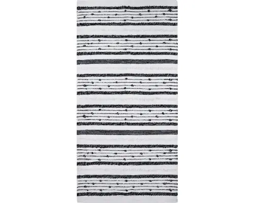 Fleckerlteppich Tupfen weiß/schwarz 65x130 cm