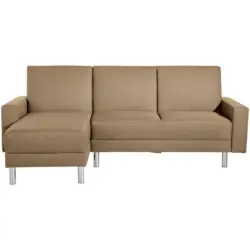 Eckschlafsofa inkl. Hocker in Flachgewebe Sandfarben