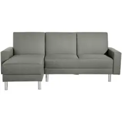 Eckschlafsofa inkl. Hocker in Flachgewebe Hellgrau