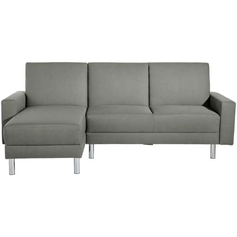 Eckschlafsofa inkl. Hocker in Flachgewebe Hellgrau