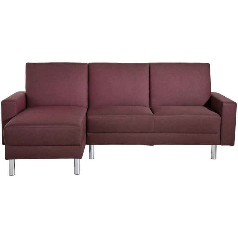 Eckschlafsofa inkl. Hocker in Flachgewebe Dunkelrot