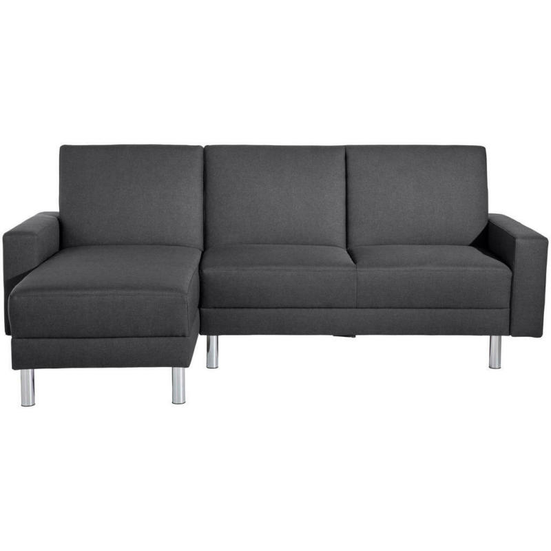 Eckschlafsofa inkl. Hocker in Flachgewebe Graphitfarben