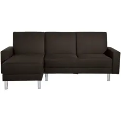 Eckschlafsofa inkl. Hocker in Flachgewebe Dunkelbraun