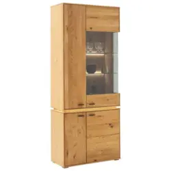 Vitrine in furniert, massiv Wildeiche Wildeiche