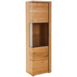 Vitrine in furniert, massiv Eiche Graphitfarben, Eichefarben