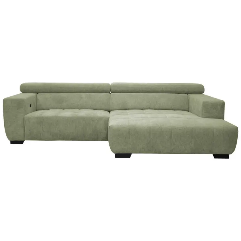 Ecksofa in Webstoff Olivgrün