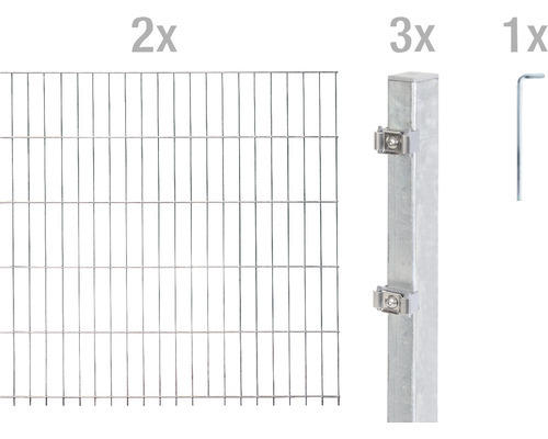 Doppelstabmattenset ALBERTS 6/5/6 400 x 160 cm feuerverzinkt