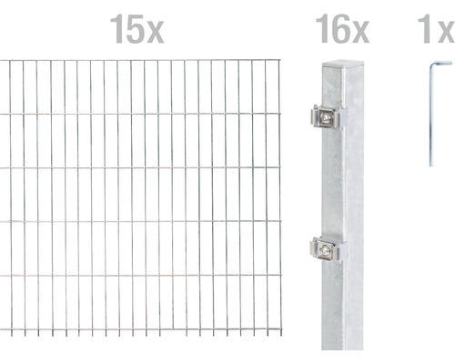 Doppelstabmattenset ALBERTS 6/5/6 3000 x 80 cm feuerverzinkt